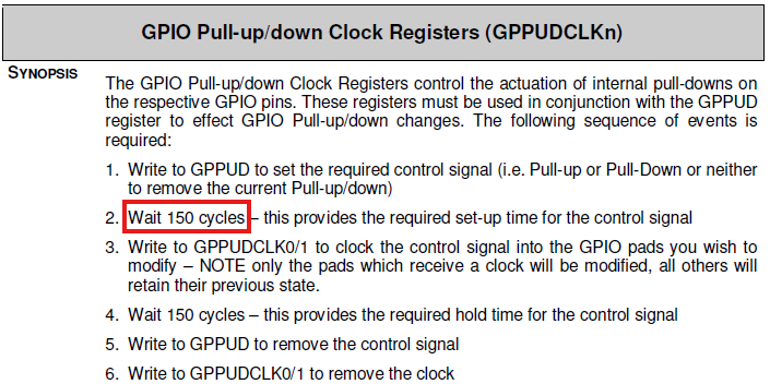 GPPUD / GPPUDCLK sequence from the datasheet